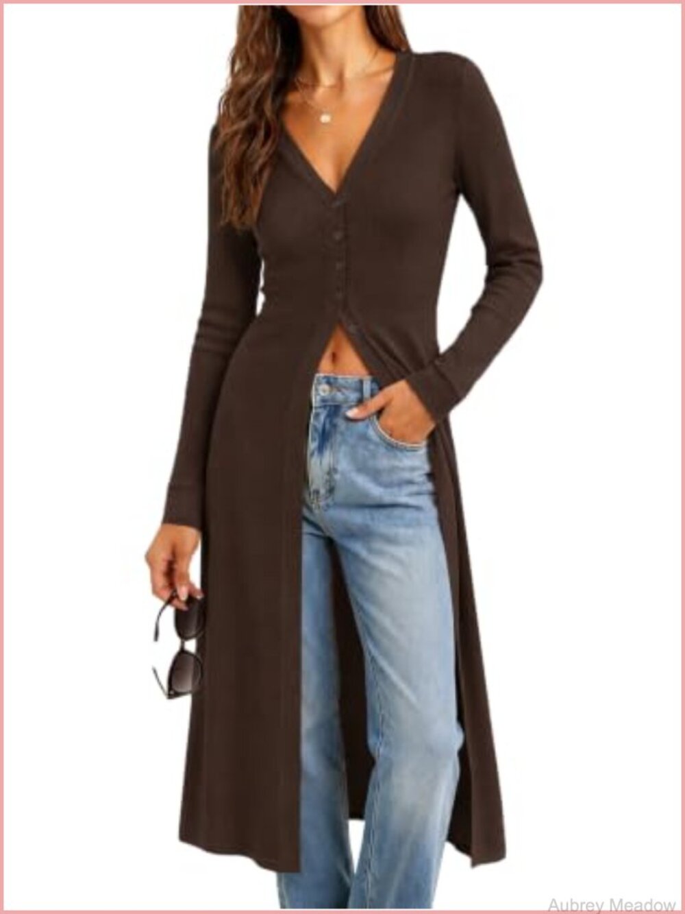 Women's Long Sleeve Lightweight Duster Cardigan Rayon Button V-Neck Sweater